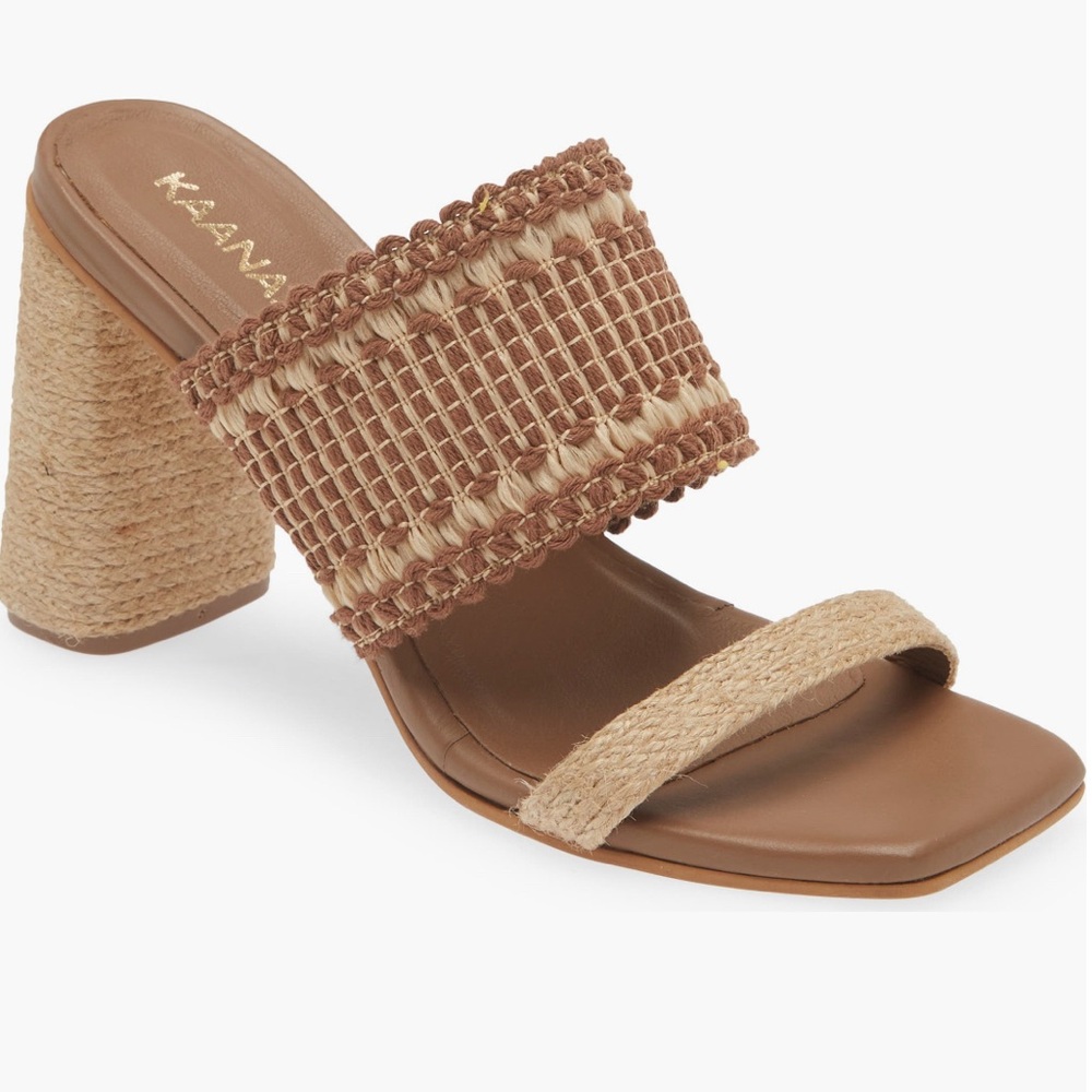 Kaanas Ramie Coffee Women's Brown Tan Heeled Sandals